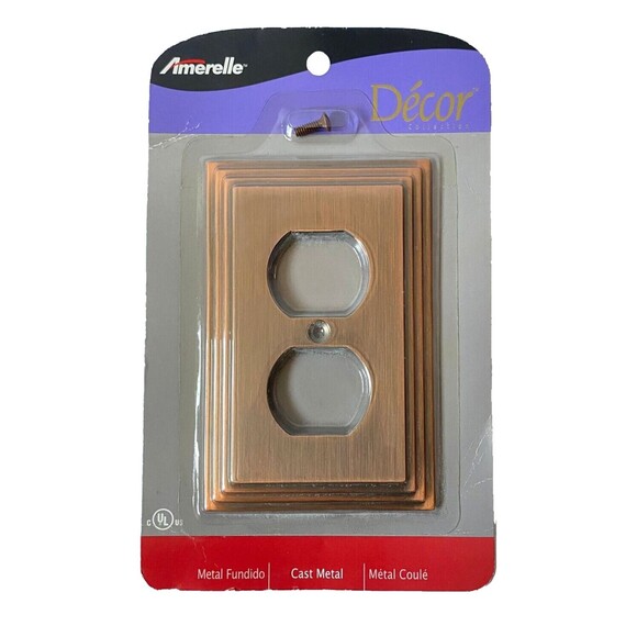 Amerelle Cast Metal Outlet Cover Wall Plate Copper Color Brand New 1 Pack - Picture 1 of 8